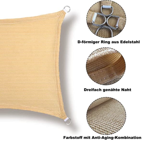 Lollanda HDPE solskyddstak – solskydd, vindskydd och UV-skydd, för balkong, terrass och trädgård, inklusive tillbehör