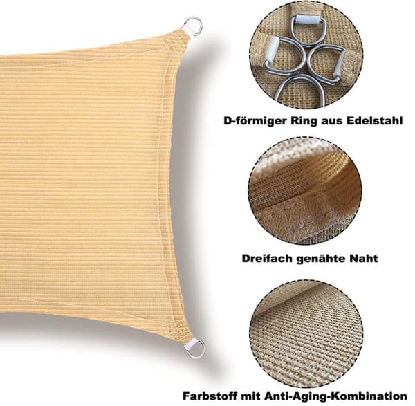 Lollanda HDPE solskyddstak – solskydd, vindskydd och UV-skydd, för balkong, terrass och trädgård, inklusive tillbehör