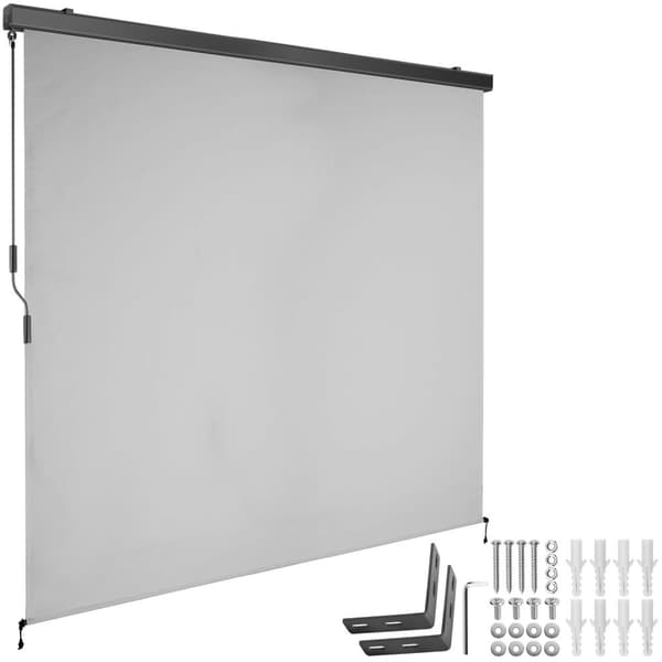 Vertikalmarkis Eloise med 2 väggfästen - 200 x 250 cm, ljusgrå
