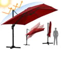 Miniatyrbild 1 av 9: Parasol Ø300cm obrotowy, uchylny, LED, obrót 360°, parasol marketowy, czerwony