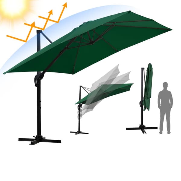 Parasol Ø300cm obrotowy, uchylny, LED, obrót 360°, rynkowy, zielony