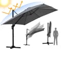 Miniatyrbild 1 av 9: Parasol Ø300cm obrotowy, uchylny, LED, obrót 360°, parasol rynkowy, szary