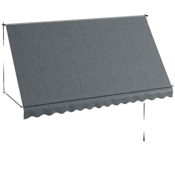 Käytettävä Markiisi, Säädettävä Korkeus 210-300 cm, Vedenpitävä, UV-suojattu,Tumma harmaa