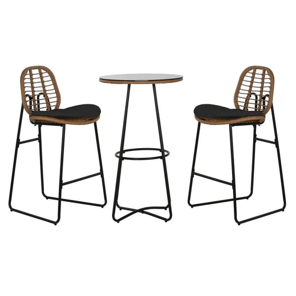 Pöytäsetti 2 tuolilla Home ESPRIT Ruskea Musta 60 x 60 x 102 cm