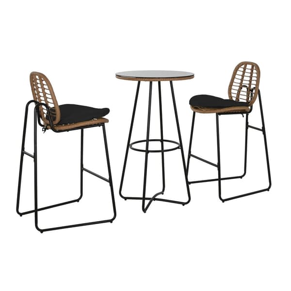 Pöytäsetti 2 tuolilla Home ESPRIT Ruskea Musta 60 x 60 x 102 cm