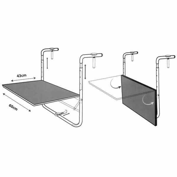 Klappbord Ambiance Mørke Grå (60 x 43 cm)