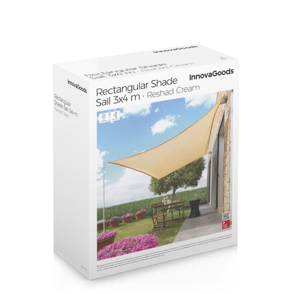 BRUKT Rektangulær skygge-markiseduk Reshad InnovaGoods   Beige 3 x 4 m (Fikset A)