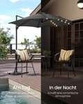 Miniatyrbild 3 av 7: Rootz 300 cm svart parasol - solparaply - strandtak - upf 50+ skydd - 28 sollyssljus - 300 cm d x 240 cm h