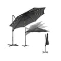 Miniatyrbild 1 av 7: Rootz 300 cm svart parasol - solparaply - strandtak - upf 50+ skydd - 28 sollyssljus - 300 cm d x 240 cm h
