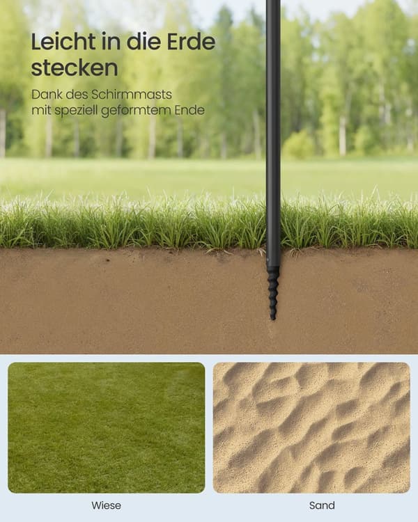 Rootz Justerbar parasol - Sunshade - Udendørs paraply - Højde Justerbar - 160 cm x 158-206 cm - Blå -hvid