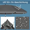 Miniatyrbillede 4 af 6: Rootz Beach Parasol - Sunshade - UV -paraply - UPF 50+ Beskyttelse - 160 cm diameter - Rejsetaske inkluderet - Glasfiberribben, stilfuld grå