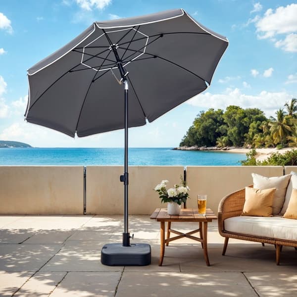 Rootz Beach Parasol - Sunshade - UV -paraply - UPF 50+ Beskyttelse - 160 cm diameter - Rejsetaske inkluderet - Glasfiberribben, stilfuld grå