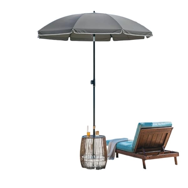Rootz Beach Parasol - Sunshade - UV -paraply - UPF 50+ Beskyttelse - 160 cm diameter - Rejsetaske inkluderet - Glasfiberribben, stilfuld grå