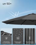 Miniatyrbild 3 av 7: Rootz Double Sunshield Parasol - UV Protection Sunshade - Utomhusparaply - UPF 50+ UV -betyg - 394 x 200 cm - Grå