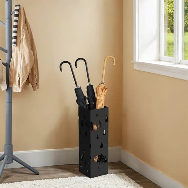 Rootz Metal Paraply Stand - Iron Paraply Holder - Square Stand - Tilføjer stilfuld indretning - 15,5 x 15,5 x 49 cm