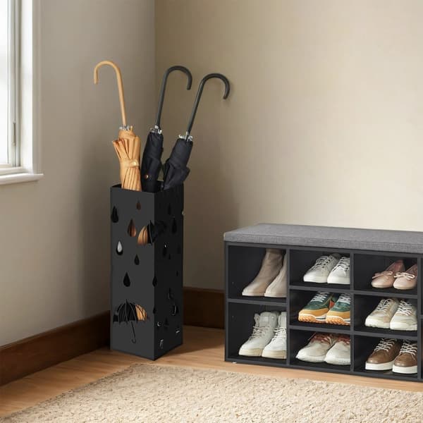 Rootz Metal Paraply Stand - Iron Paraply Holder - Square Stand - Tilføjer stilfuld indretning - 15,5 x 15,5 x 49 cm