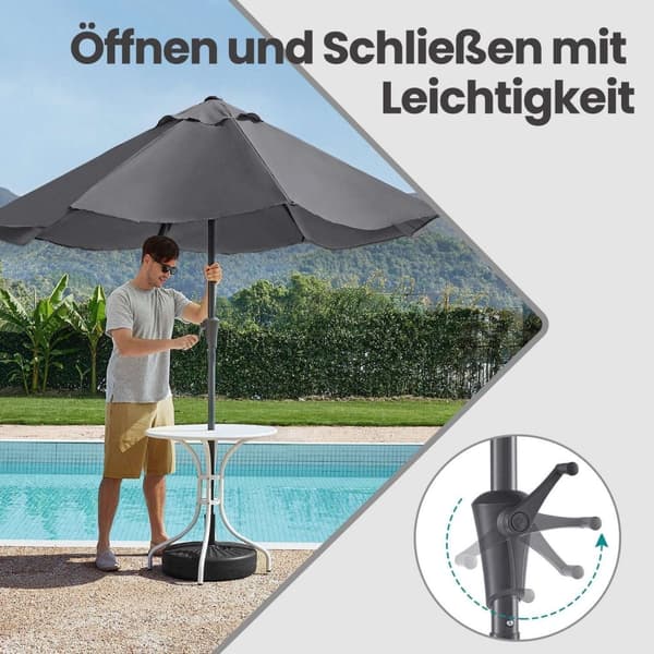 Rootz Outdoor Parasol 300cm - Paraply - Garden Sunshade - UPF 50+ Skydd - 3m x 2,4 m