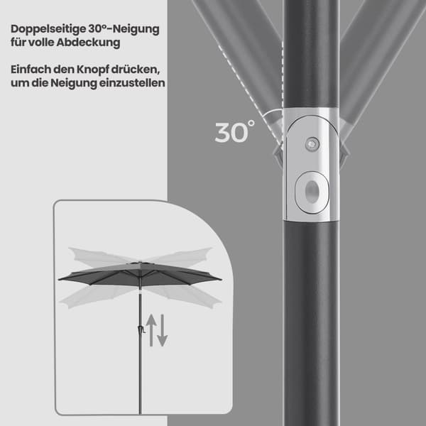 Rootz Outdoor Parasol 300cm - Paraply - Garden Sunshade - UPF 50+ Skydd - 3m x 2,4 m