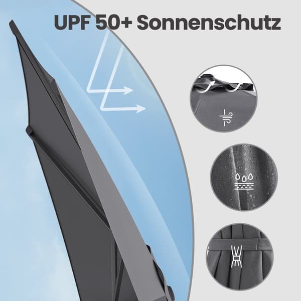 Rootz Outdoor Parasol 300cm - Paraply - Garden Sunshade - UPF 50+ Skydd - 3m x 2,4 m