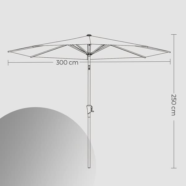 Rootz Outdoor Parasol 300cm - Paraply - Garden Sunshade - UPF 50+ Skydd - 3m x 2,4 m