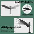 Miniatyrbild 3 av 5: Rootz Parasol - Trädgårdsparaply - Trafikljus - 360 ° rotation - 290 cm x 290 cm