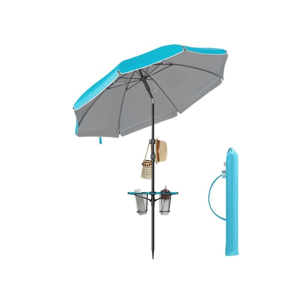 Rootz Parasol - Sun Paraply - UV -skyddsskugga - Hållbart stål och polyester - 160 cm diameter x 158-206 cm höjd, blå
