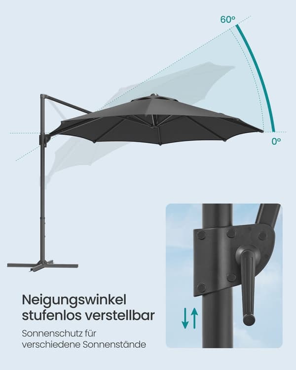 Rootz Parasol Sun Paraply - Shade Canopy - Patio paraply - UPF 50+ Beskyttelse - 300 cm D x 240 cm H
