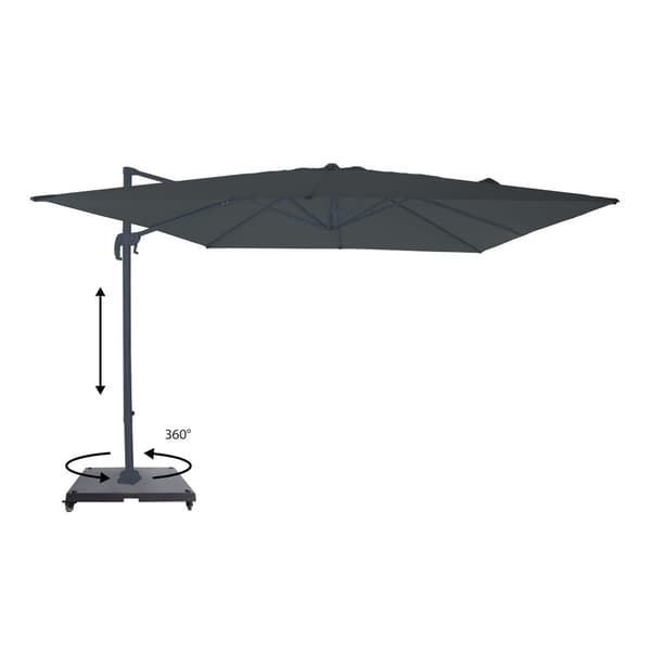 AXI Nima Rektangulär parasoll 300 x 300 cm i antracit/grå | Parasoll för trädgården med aluminiumram | Inkl. parasollfot med hjul och överdrag |