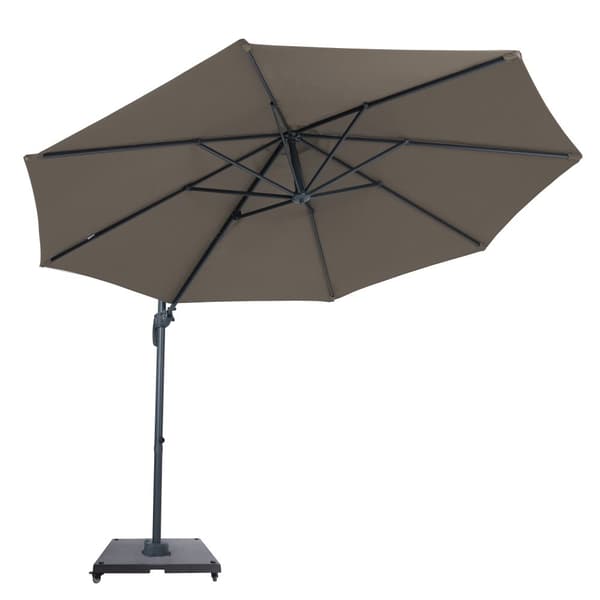 AXI Marisol Parasol Rund 300 x 300 cm i antracit/taupe | Parasol til haven med aluminiumsstel | Inkl. parasolfod med hjul og betræk | Kan vippes og