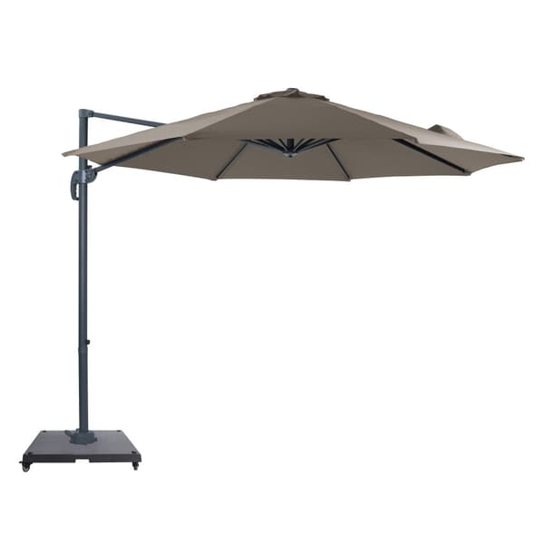 AXI Marisol Parasol Rund 300 x 300 cm i antracit/taupe | Parasol til haven med aluminiumsstel | Inkl. parasolfod med hjul og betræk | Kan vippes og