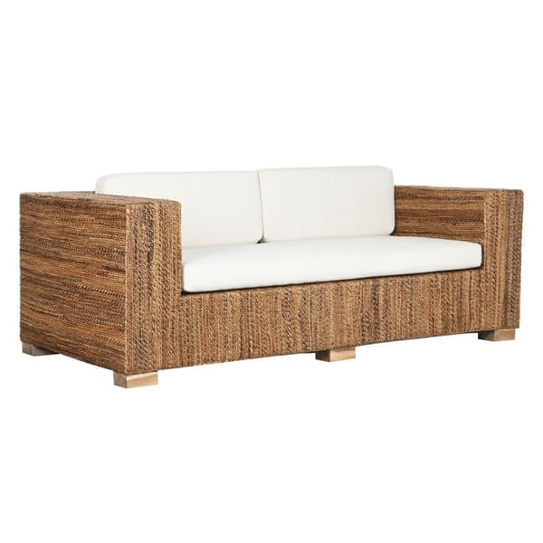 Hagesofa Home ESPRIT Hvit Naturell 192 x 92 x 65 cm