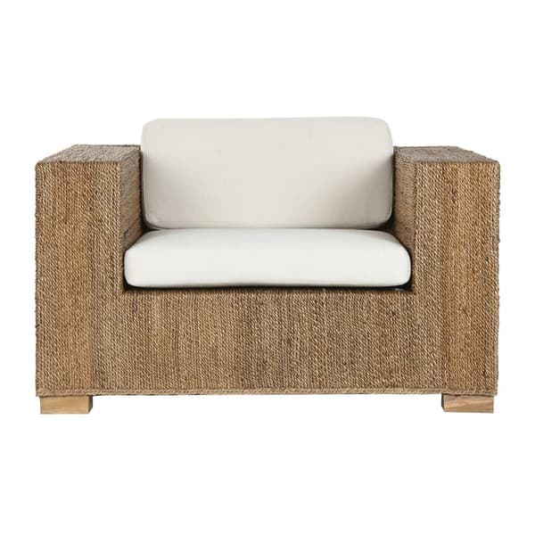 Hagesofa Home ESPRIT Hvit Naturell 117 x 92 x 65 cm