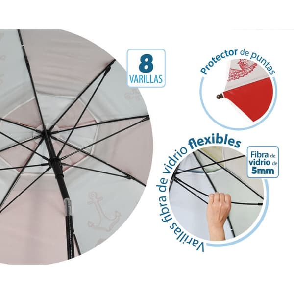 Parasoll Röd Ø 200 cm SPF50+ Havsblå