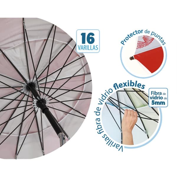 Parasoll Röd Ø 220 cm SPF50+ Havsblå