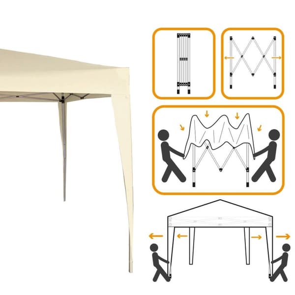 Gazebo Aktive 300 x 240 x 300 cm Stål Flødefarvet Plastik