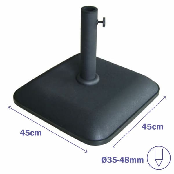 Marbueno Base Parasoll Cement 45X45X7,3 cm 25KG Sort Have, Pool og Terrasse 10458