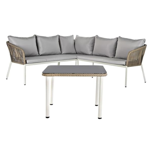 Garden furniture DKD Home Decor Valkoinen Vaaleanruskea 190 x 190 x 70 cm