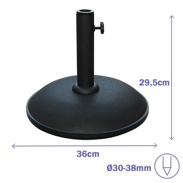 Marbueno Base Parasoll Rund Beton 36x29,5 cm 11KG Sort Have, Pool, Terrasse 10444