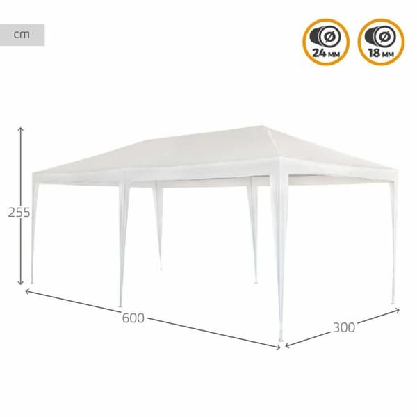 Gazebo Aktive Hvid 300 x 600 cm Metal Plastik