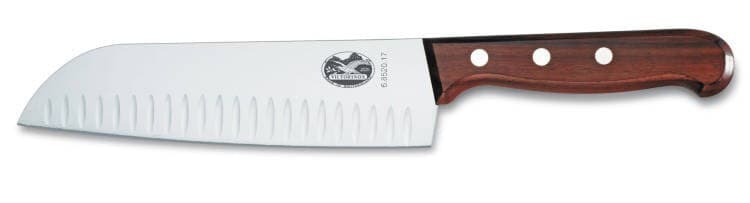 Santokukniv, ræfflad,17cm, med palisanderhåndtag i gaveæske