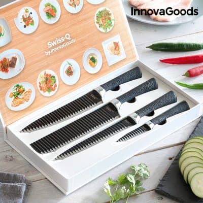 InnovaGoods Swiss Q Namiutsu Black Shark Knivset (4 delar)