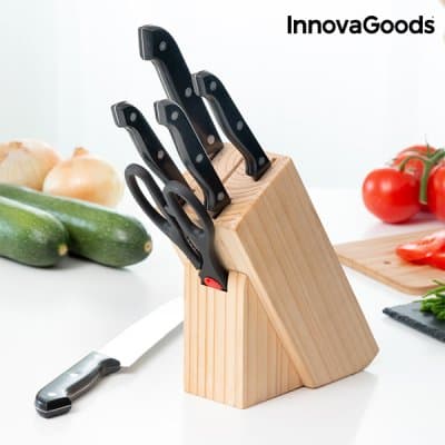 InnovaGoods Knivblock i Trä (set med 6 styck)