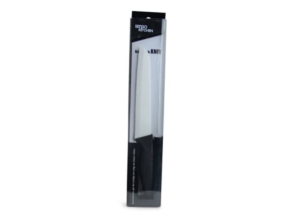 FORM Living Keramisk brødkniv sort / hvid 18 cm