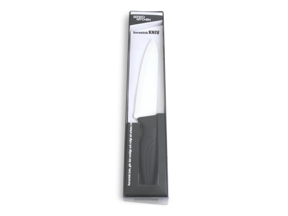 Keramisk kødkniv sort / hvid 17 cm