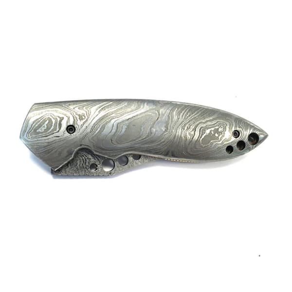 Vacker 100% handgjord damascus fällkniv med kamelben mosaik mm