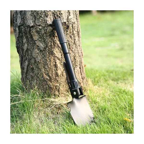 Fällbar multifunktionell spade - Svart - 40 cm - Skyddsfodral - Såg - Kompass