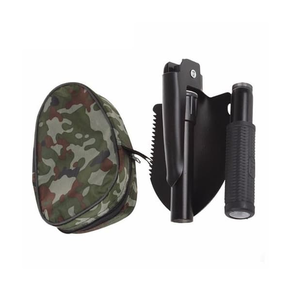 Fällbar multifunktionell spade - Svart - 40 cm - Skyddsfodral - Såg - Kompass