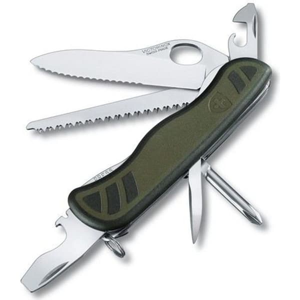 Schweizisk kniv - VICTORINOX - Swiss Soldier 2008 - Tandat blad - Burköppnare - Träsåg