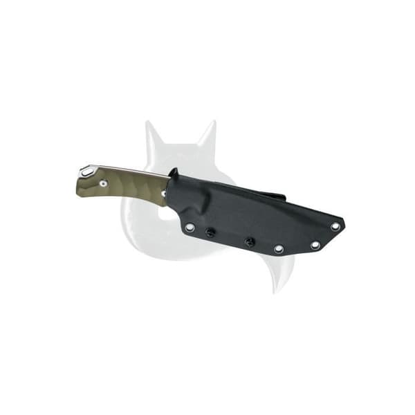 Svart lynx fast kniv, i D2 Stonewash rostfritt stål, grönt G10 handtag eller
