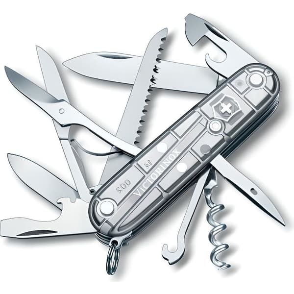 Victorinox SilverTech Huntsman ficka schweizisk kniv - Genomskinlig silvergrå - Multisport